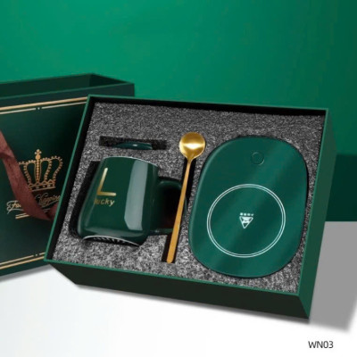 Cốc Hâm Nóng Đa Năng – Bộ Ly Sứ Kèm Đế Điện Giữ Nhiệt Trà, Cafe, Sữa | Kèm Thìa & Hộp Sang Trọng