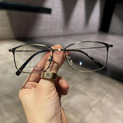 Kính gọng kim loại Mắt vuông dáng cơ bản cho nam nữ (Màu xám)