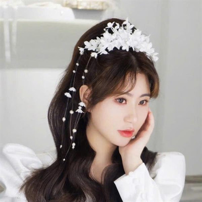 Cài tóc cô dâu hoa linh lan hết chùm tua dây hoa rơi