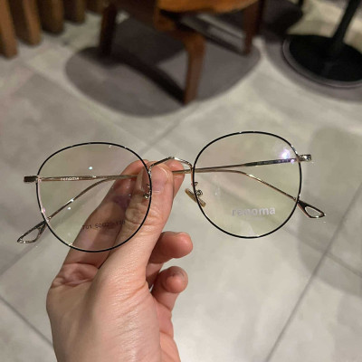 Kính Mắt tròn kim loại gọng tăm nhẹ Hàn Quốc (Màu đen vàng)