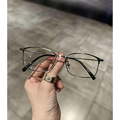 Kính mắt thời trang gọng kim loại màu xám cao cấp - Có thể thay mắt cận
