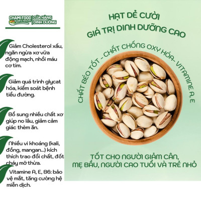 Hạt dẻ cười ChamiFood 500G NHẬP KHẨU MỸ CHÍNH NGẠCH LOẠI 1 giúp Giảm Cân Đẹp Dáng, nhiều Chất béo Tốt, phù hợp Eat Clean