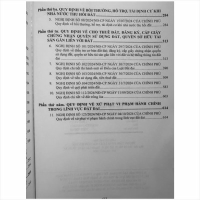 Sách Luật Đất Đai (sửa đổi, bổ sung 2024) – Và Các Văn Bản Hướng Dẫn Thi Hành Về Giá Đất, Bồi Thường, Hỗ Trợ, Tái Định Cư Khi Nhà Nước Thu Hồi Đất (V2427D)