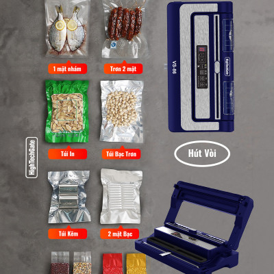 Máy hút chân không VS-86 hút mọi loại túi, tích hợp hàn thông minh, hút khô và hút ướt dễ dàng với 2 bình nước thải, sử dụng 2 motor hút mạnh mẽ, hút và thổi phồng tiện lợi, hàng chính hãng