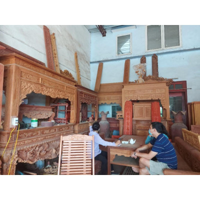 Án gian thờ gỗ mít kèm bàn cơm cap cấp 175*81 cao 127