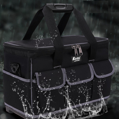 [Cao Cấp] Túi Đồ Nghề Dụng Cụ Sửa Chữa Nắp Vuông Có Ngăn Phụ Kéo Khóa màu đen xám KIRITO