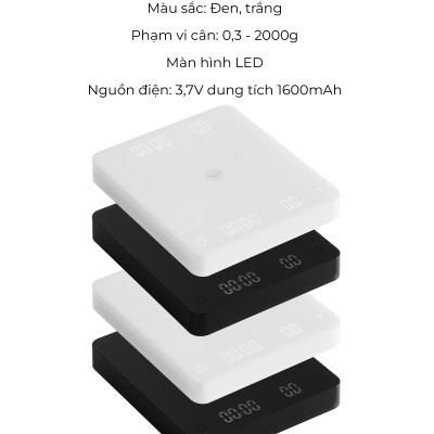 Cân điện tử GHOST 2 mặt cho pha chế cà phê đồ uống có đếm giờ CAFE DE KONA pin sạc