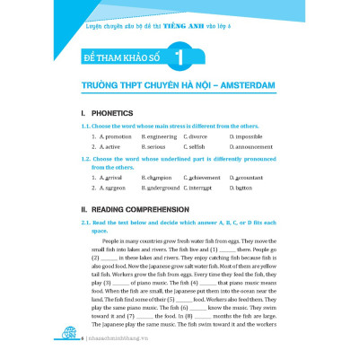 Sách - Luyện chuyên sâu bộ đề thi tiếng anh Trường THCS Chất Lượng Cao và chuyên Anh vào lớp 6