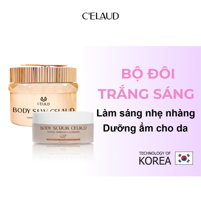 Combo kem dưỡng trắng da body và tẩy tế bào chết Celaud
