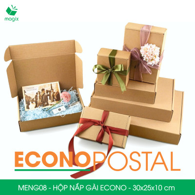 MENG08 - 30x25x10 cm - 100 Hộp carton nắp gài đóng hàng giá rẻ, hộp gói hàng, hộp quà thời trang