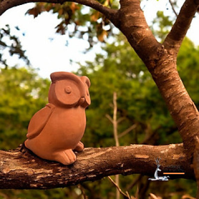 Tượng Gốm Đất Nung Hình Con Cú 10x11x25cm