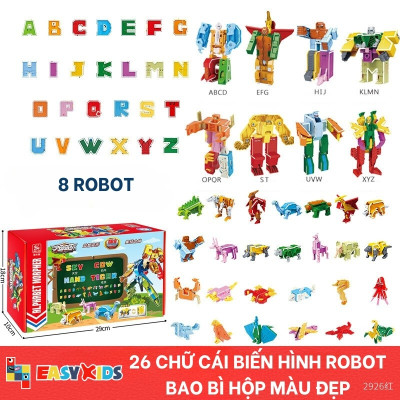 Đồ Chơi Bảng 26 Chữ Cái Biến Hình Lắp Ghép Chiến Binh Robot Khủng Long Lớn Sáng Tạo Chữ Số Và Dấu