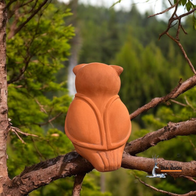 Tượng Gốm Đất Nung Hình Con Cú 10x11x25cm