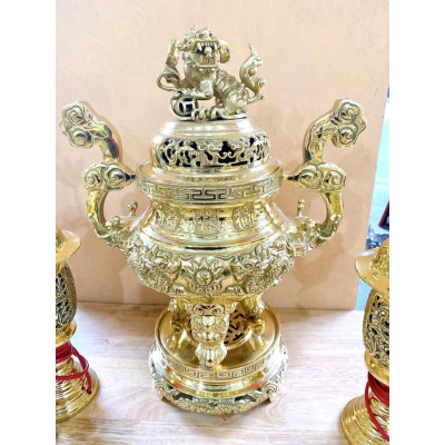 ĐỈNH ĐỒNG NGŨ SỰ CAO 45 CM CHẤT LIỆU BẰNG ĐỒNG