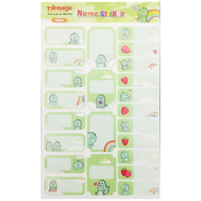 Bộ 5 Tờ Sticker Name - Teenage SN-04 - Khủng Long