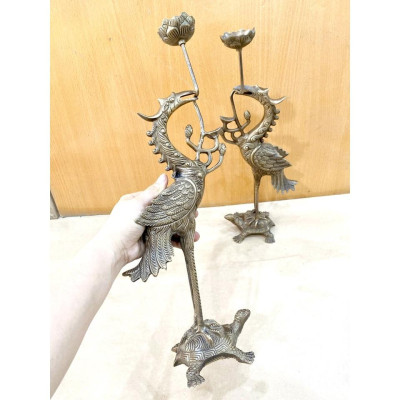 ĐÔI HẠC CAO 44 x 16 CM NẶNG 3 KG CHẤT LIỆU BẰNG ĐỒNG