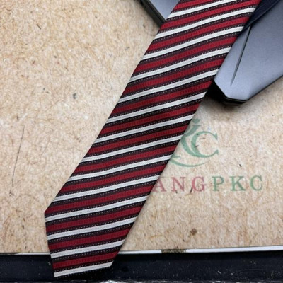 Cà vạt nam mẫu thắt sẵn dây kéo bản nhỏ 6cm mẫu đỏ kẻ trắng chấm
