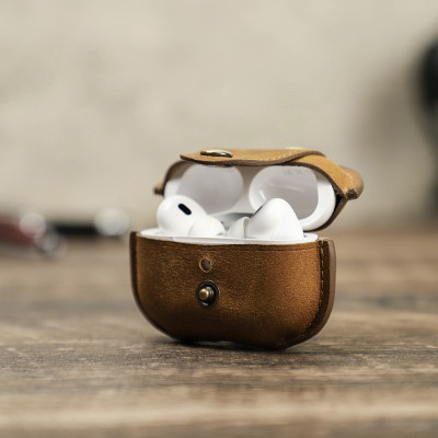 Bao Case Da Ngựa Khóa Tròn cho Airpods Pro 2 - Hàng Chính Hãng