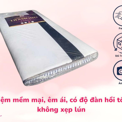 Nệm Cao Su Non Chần Viền Diamond Dày 3cm Kích Thước 80cm/1m/1m2/1m4/1m6/1m8 Đủ Size Tặng Kèm Ga Nệm