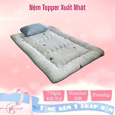Nệm Trải Sàn, Đệm, Topper Hàng Xuất Nhật 1Mx2M, 1M2X2M, 1M4x2M, 1M6x2M, 1M8X2M Dày 9CM Tặng Kèm Drap Nệm