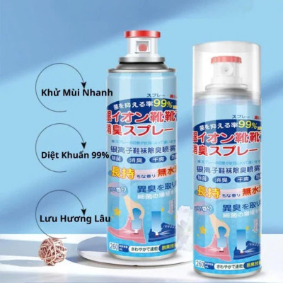 Bình Xịt Khử Mùi Giày Công Nghệ Bạc AG+ Dung Tích 260ml Khử Mùi 24h