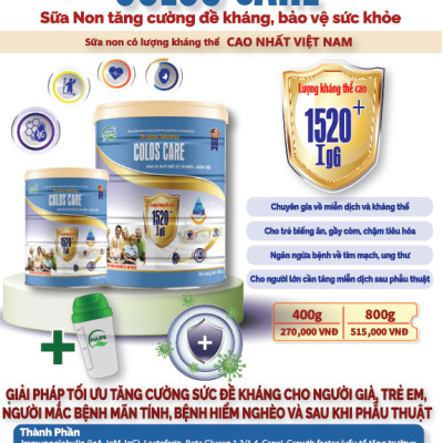 Sữa Non Colos Care Tăng Sức Đề Kháng Và Hệ Miễn Dịch, Bổ Sung Dinh Dưỡng - Lon 400g/800g