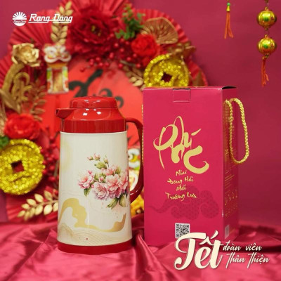 PHÍCH ĐỰNG NƯỚC NÓNG RẠNG ĐÔNG 1 LÍT HOA VĂN  TÊT 1040TS