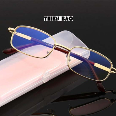 Kính lão thị, viễn thị toàn viền, kim loại NAM NỮ VÀNG GOLD PUMA02 tròng phản quang  chống mỏi chuẩn độ cao cấp