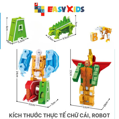 Đồ Chơi Bảng 26 Chữ Cái Biến Hình Lắp Ghép Chiến Binh Robot Khủng Long Lớn Sáng Tạo Chữ Số Và Dấu