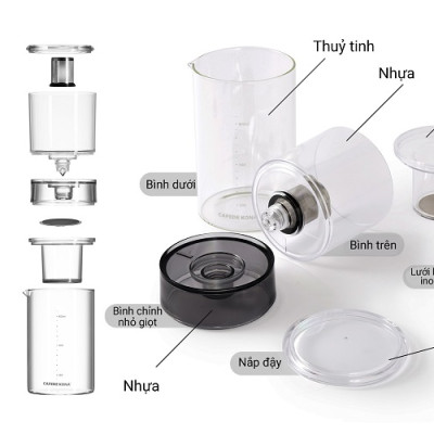 Bộ pha cà phê đá lạnh Cold Drip hình trụ 800ml CAFE DE KONA