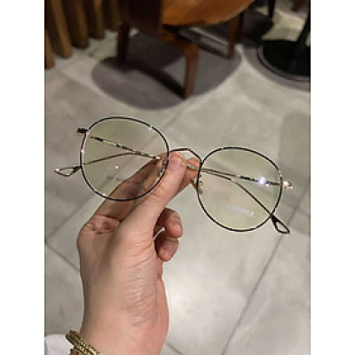 Kính Mắt tròn kim loại gọng tăm nhẹ Hàn Quốc (Màu đen vàng)