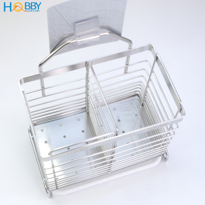 Kệ đựng đũa muỗng 2 ngăn dán tường inox 304 Hobby Home Decor DM05