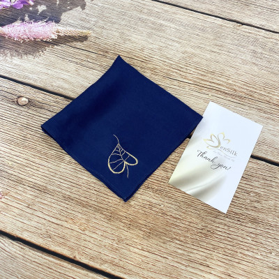 Khăn Tay Lụa Thêu Lá Bồ Đề SenSilk Embroidery Handkerchief