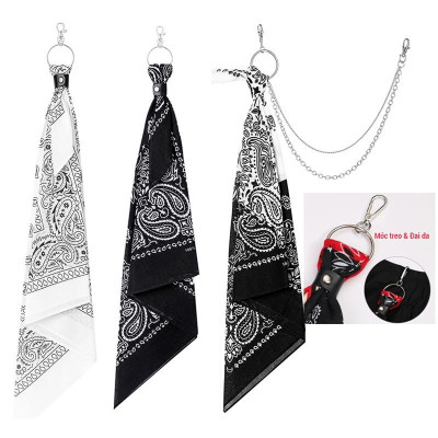 Sét 4 món{Khăn+Đai+Móc treo+Xích} Chain quần jean - Khăn bandana streetwear - Đai da kẹp khăn - Móc tròn treo khăn