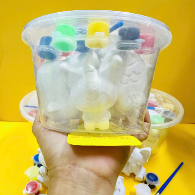 Sét Tô Tượng Thạch Cao Hộp 10 Con Nhiều Hình Dễ Thương Cho Bé Đã Bao Gồm Cọ Và Màu Nước, An Toàn Khi Sử Dụng