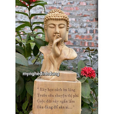 Tượng lời phật dậy bằng gỗ ngọc am thơm nức kt cao 30x12x8cm