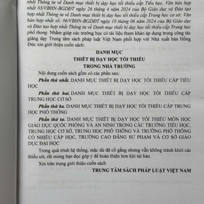 Sách Danh Mục Thiết Bị Dạy Học Tối Thiểu Trong Nhà Trường - V2517T