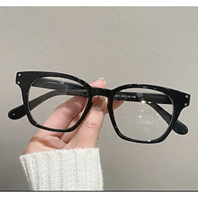 Kính Mắt vuông gọng nhựa đen dáng basic cho nam nữ