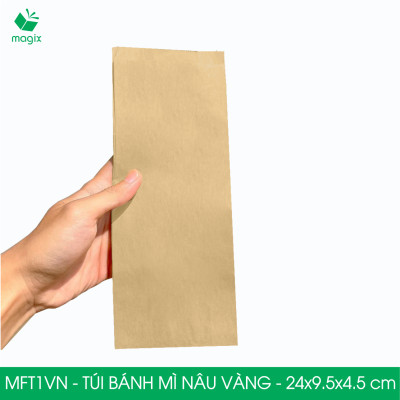 MFT1VN - 24x9.5x4.5 cm - 100 Túi giấy bánh mì vàng nâu
