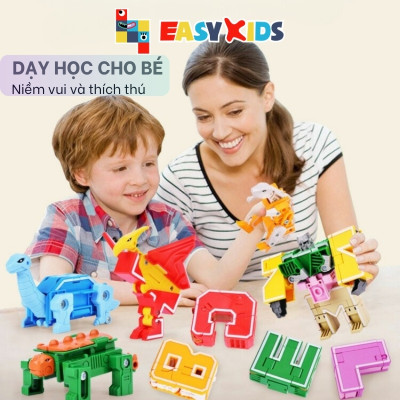 Đồ Chơi Bảng 26 Chữ Cái Biến Hình Lắp Ghép Chiến Binh Robot Khủng Long Lớn Sáng Tạo Chữ Số Và Dấu