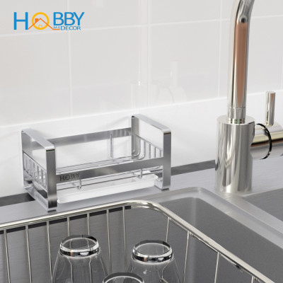Kệ để đồ rửa bát có khay nhựa dán tường inox 304 Hobby Home Decor KRC1