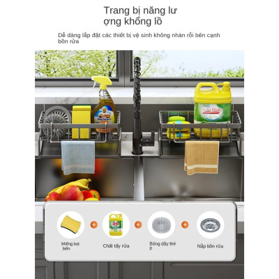 Kệ Để Đồ Rửa Chén Bát Cao Cấp Thép Carbon Dày Dặn Phủ Sơn Tĩnh Điện Chống Rỉ Sét, Chắc Chắn Có Giá Nghiêng Thoát Nước  - HÀNG CHÍNH HÃNG MINIIN