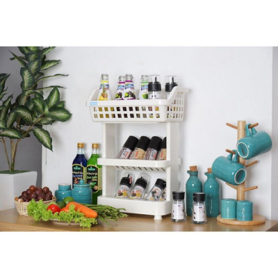 Kệ Đa Năng 3 Tầng Bằng Nhựa Cao Cấp Nachi Plus Inochi Nhật Bản - Dùng Trong Nhà Bếp, Phòng Tắm, Phòng Ngủ (298 x 190 x 376 mm)