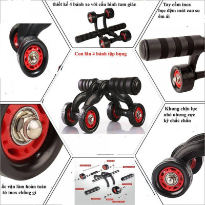 Con Lăn 4 Bánh Tập Cơ Bụng Ab Roller