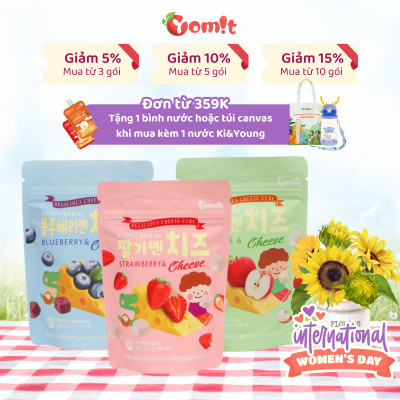 Combo 3 gói phô mai khô hoa quả sấy lạnh YOMIT - Vị dâu, táo, việt quất