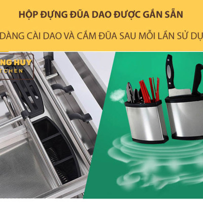 Giá dao thớt gia vị đa năng cho tủ bếp chất liệu inox hộp chính hãng Grob