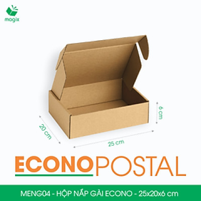 MENG04 - 25x20x6 cm - 20 Hộp carton nắp gài đóng hàng giá rẻ, hộp gói hàng, hộp quà thời trang