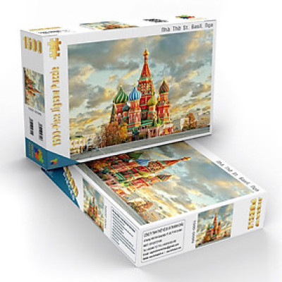Nhà Thờ St. Basil, Nga - Bộ Tranh Ghép Hình Minh Châu 1500 Mảnh Kích Thước 60x80cm