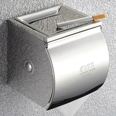 Hộp đựng giấy vệ sinh Inox SUS 304 kèm gạt tàn thuốc Eurolife EL-P06-4 (Trắng bạc)