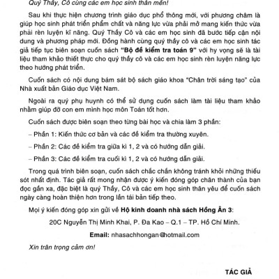 Bộ Đề Kiểm Tra Toán 9 (Bám Sát SGK Chân Trời Sáng Tạo) - HA